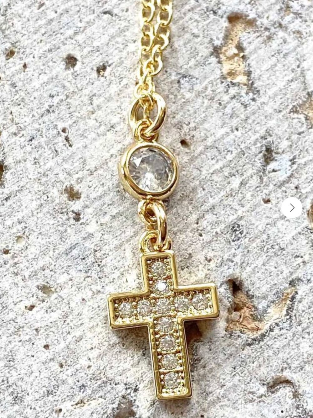 Gold Cross Crystal Necklace